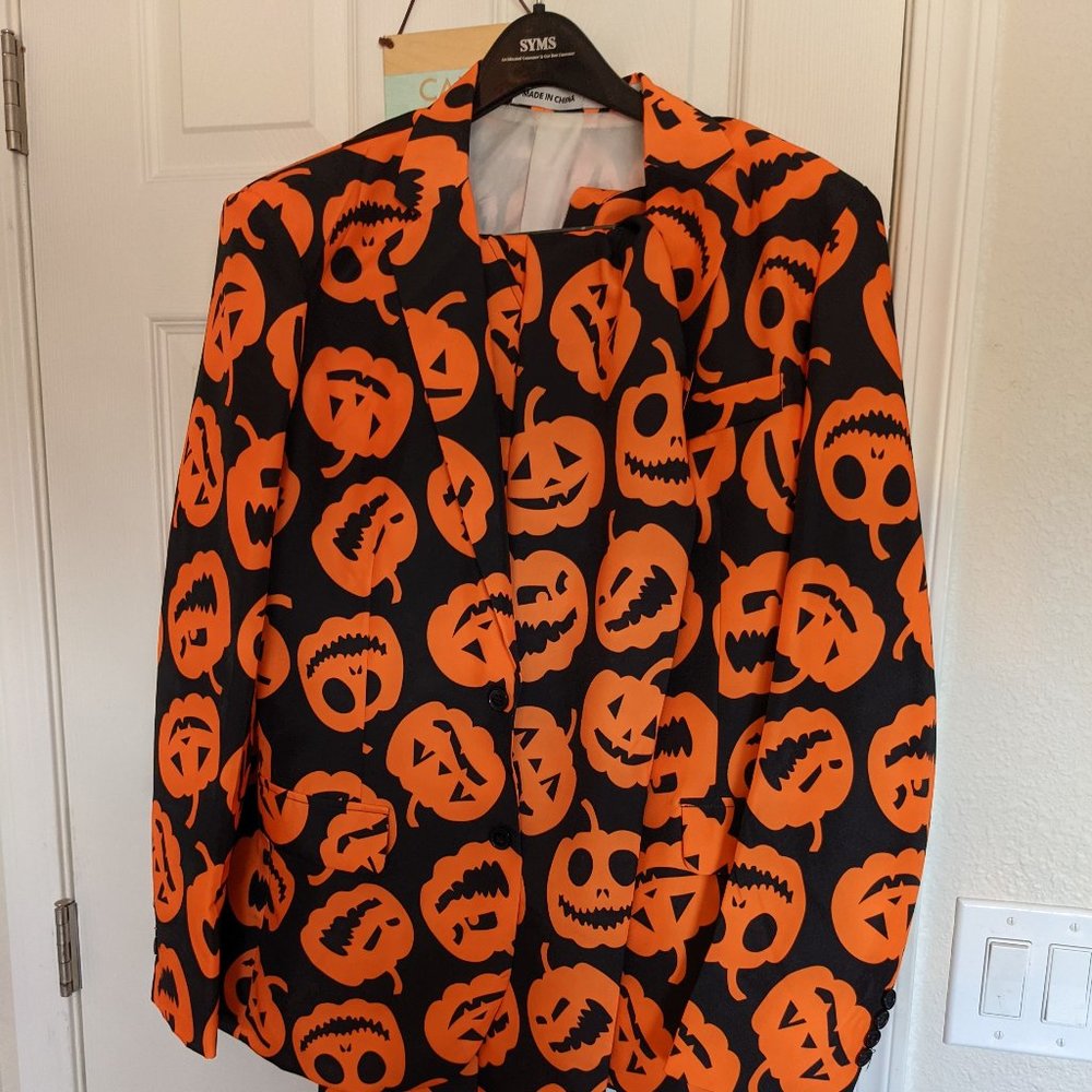 Halloween Mens Jack o lantern pumpkin suit